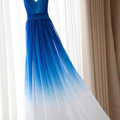 Spaghetti Strap Bridesmaid Dress,royal Blue Ombre..