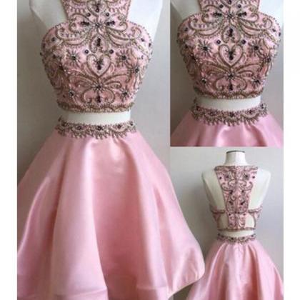 Two Pieces Homecoming Dresses,satin Homecoming..