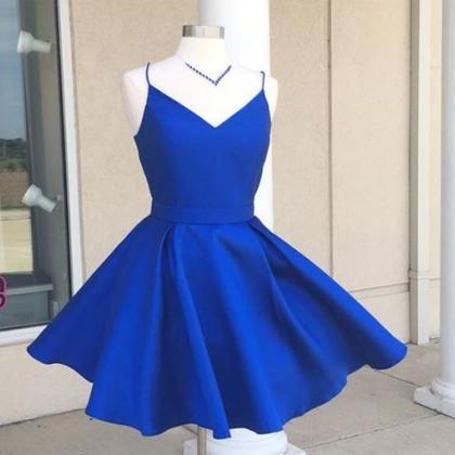 Royal Blue Homecoming Dresses,spaghetti Straps..