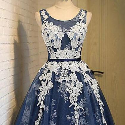 Scoop Homecoming Dress,navy Blue Homecoming..
