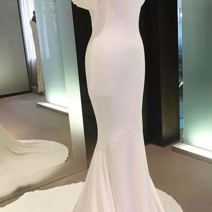 Off Shoulder Prom Dresses,backless Prom Gown,white..