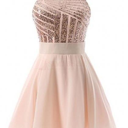 Halter Homecoming Dresses,sequins Prom..