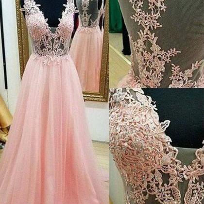 Chic Prom Dress,pink Prom Dresses,a-line Prom..