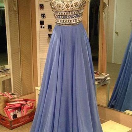 Blue Prom Dresses,chiffon Prom Gown,strapless Prom..