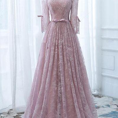 Pink Prom Dresses,lace Orin Gown,long Prom..