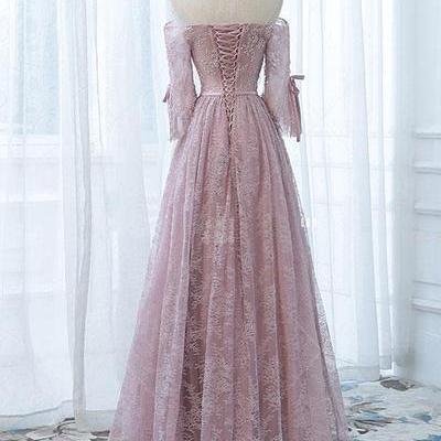 Pink Prom Dresses,lace Orin Gown,long Prom..