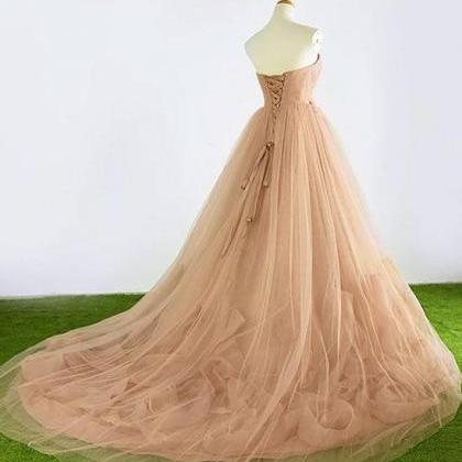 Champagne Prom Dresses,sweetheart Prom Dress,tulle..