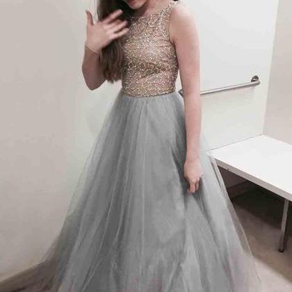 Princess Prom Dresses,scoop Neck Prom Gown,tulle..