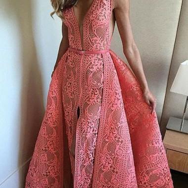 Lace Prom Dress,A Line Prom Dresses..