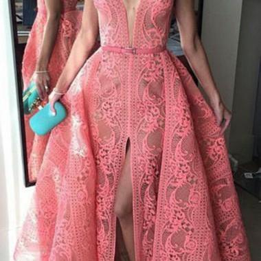 Lace Prom Dress,A Line Prom Dresses..
