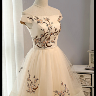 Cap Sleeves Homecoming Dress,embroidery Homecoming..