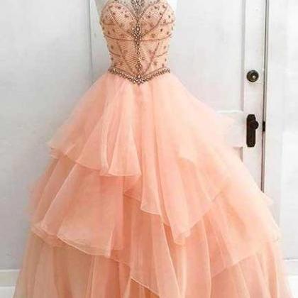 High Neck Prom Dress,ball Gown Prom Dress,long..