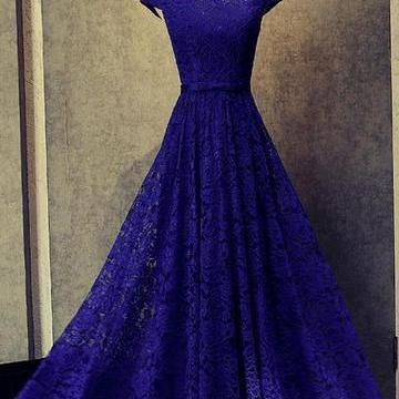 Royal Blue Prom Dress,Lace Prom Dre..