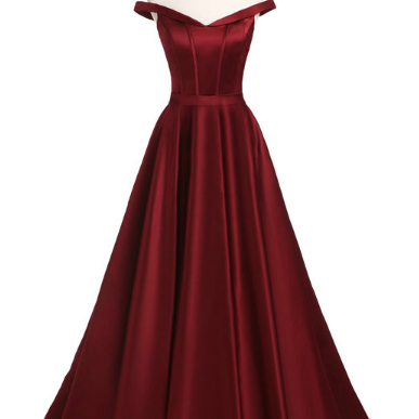 Burgundy Prom Dresses,satin Prom Dress,long Prom..