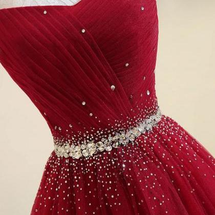 Burgundy Prom Dresses,tulle Prom Gown,off Shoulder..