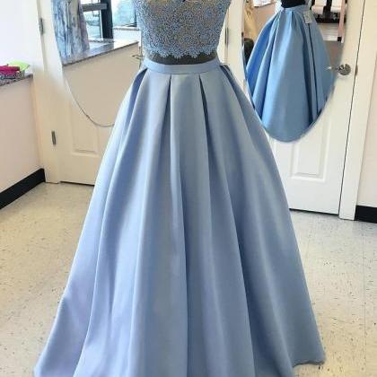 2 Piece Prom Dresses,high Neck Prom Gown, Prom..