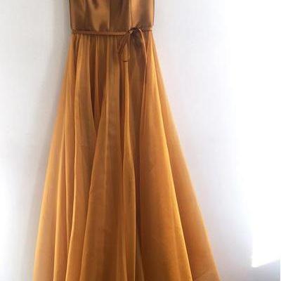 Spaghetti Strap Prom Dress,gold Prom Dress, Prom..
