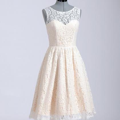 Princess Champagne Lace Short Wedding Dress,high..