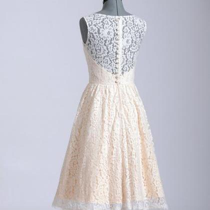 Princess Champagne Lace Short Wedding Dress,high..