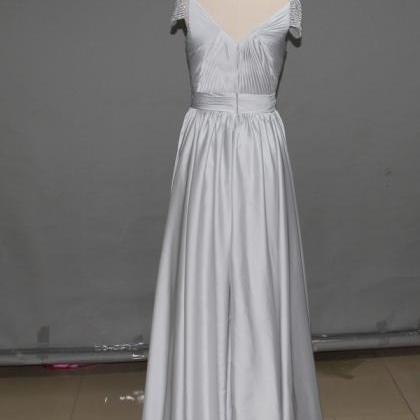 Crystal Beaded Cap Sleeves Celebrity Prom Dress..