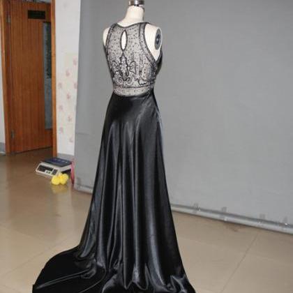 Sexy See Through Black Long Prom Dress, V Neck Off..