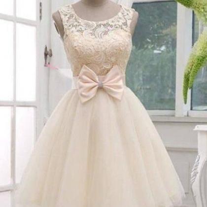 Champagne Lace Tulle Off The Shoulder Short Skirt..