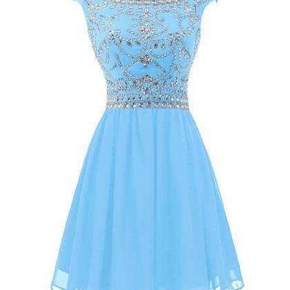 Charming Light Blue Short Prom Dress Homecoming..