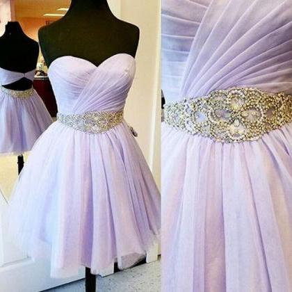 Charming Empire Waist Lavender Homecoming Dresses..