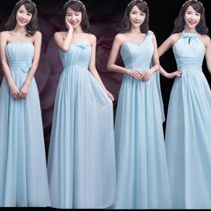 Elegant Sky Blue Chiffon Bridesmaid Dresses,custom..