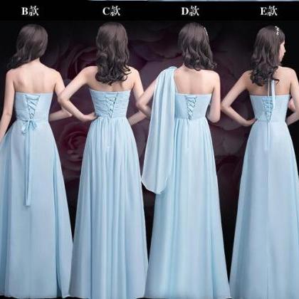 Elegant Sky Blue Chiffon Bridesmaid Dresses,custom..