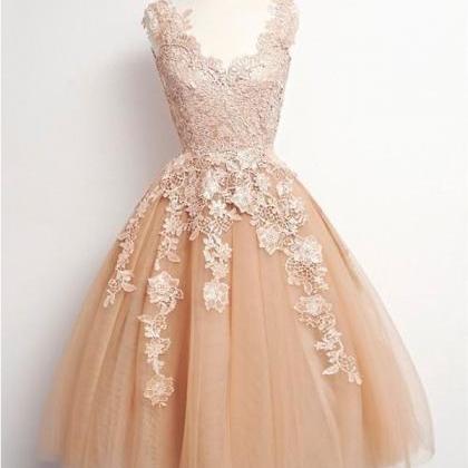 Champagne Lace Ball Gown Homecoming Dresses,off..