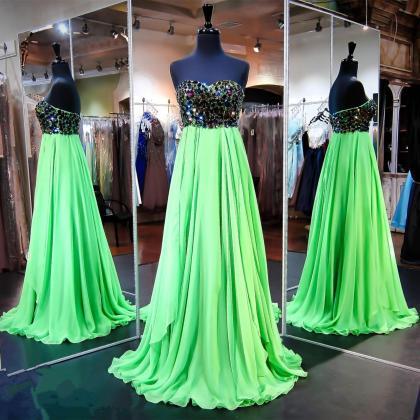 Bud Green Prom Dresses,strapless Empire Waist Prom..