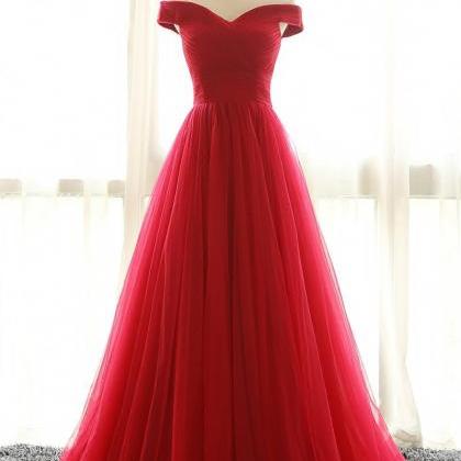 Off The Shoulder Prom Dresses, Red Prom Dress, A..