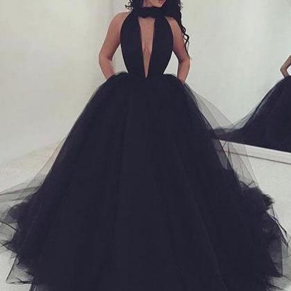 Ball Gown Prom Dresses, Black Prom Dress, Sexy Evening Dresses, Tulle ...
