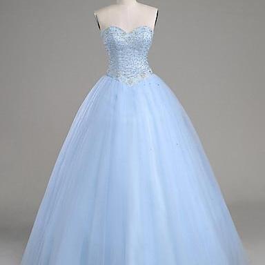 Ball Gown Prom Dresses, Light Blue Prom Dresses,..