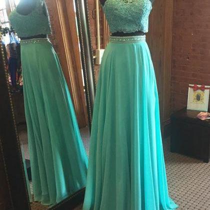 Mint Green Prom Dresses,two Piece Prom Dress,..