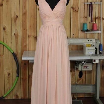 Deep V-neck Prom Dresses,pearl Pink Bridesmaid..