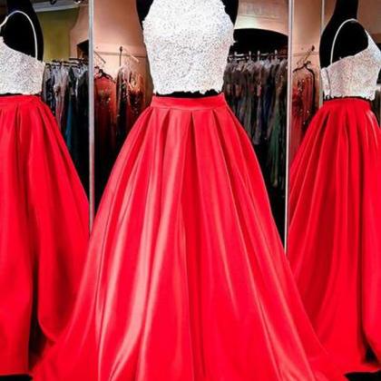 Two-piece Prom Dresses,red Prom Dresses, Long..