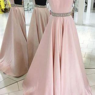 Pink Prom Dresses, Long Prom Gown,beading Evening..
