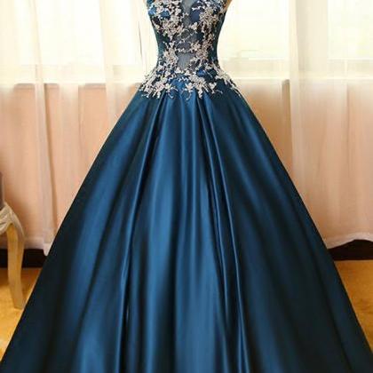 Blue Prom Dreses,satins Prom Gown,ball Gown Prom..