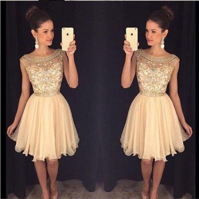 Charming Champagne Gold Homecoming Dress ,Cap Sleeves Rhinestones Homecoming Dresses,High Neck Short Prom Dresses,Short Prom Gowns, Sweet 16 Dresses,Graduation Dress,Cocktail Dresses