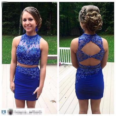 2 Pieces Homecoming Dresses,Mermaid Homecoming Dresses,Short Prom Dresses,Two Pieces Sweet 16 Dress,Royal Blue Homecoming Dress,Backless Cocktail Dresses,Open Back Homecoming Gowns