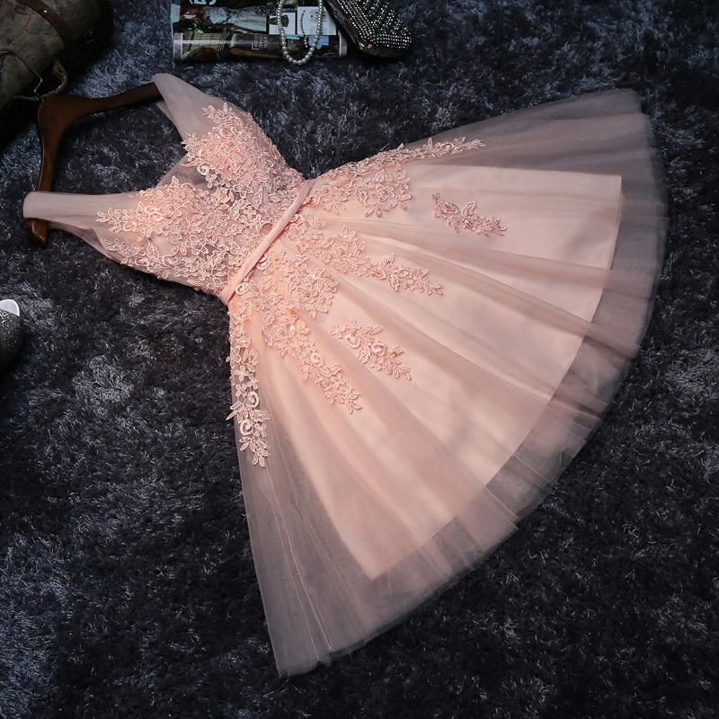 Princess Homecoming Dresses, Lace Homecoming Dress With Appliques, Tulle Homecoming Dress,Blush Pink Homecoming Dresses,Short Bridesmaid Dresses,Short Homecoming Dress