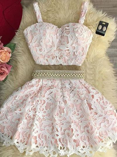 Adorable Homecoming Dress,two Piece Homecoming Dresses,a-line Homecoming Dress,lace Homecoming Dress,short Party Dresses,short Homecoming