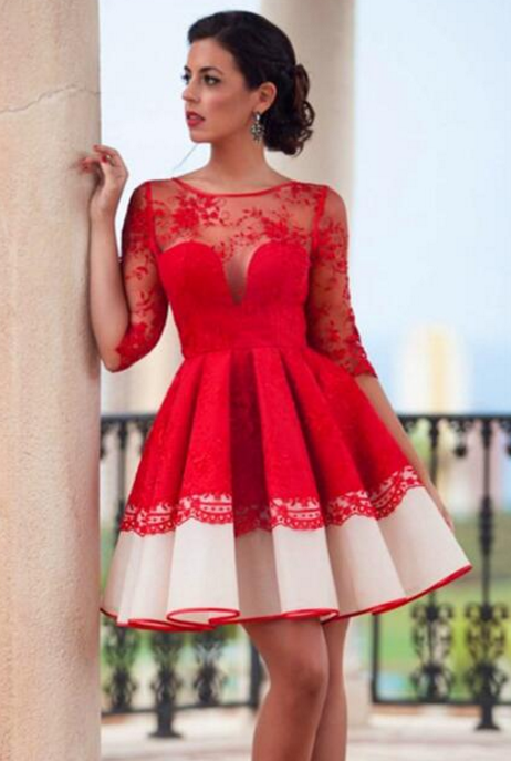 red homecoming dresses long sleeve