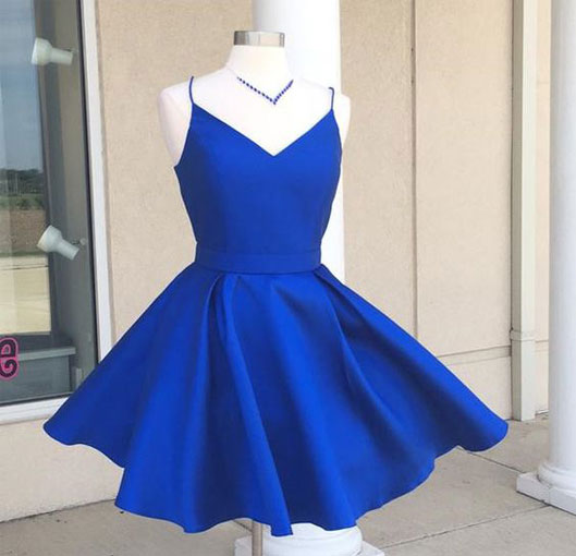 short blue grad dresses