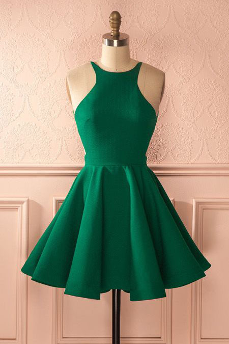 Green Homecoming Dresses,backless Homecoming Dress,2017 Party Dress,short Prom Dress,women Homecoming Dress,green Prom Dress,satiin Prom Dresses