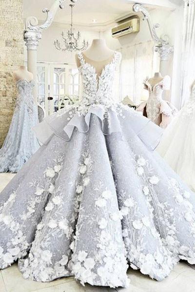 Pretty Quinceanera Dress, Ball Gown Prom Dresses,flowers Quinceanera Dress,long Quinceanera Dress,backless Wedding Gown,princess Prom Gowns,
