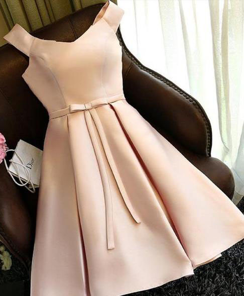 Satin Homecoming Dresses,light Pink Homecoming Dress,a Line Prom Dresses,short Prom Dress,simple Homecoming Dresses,sweet 16 Dresses