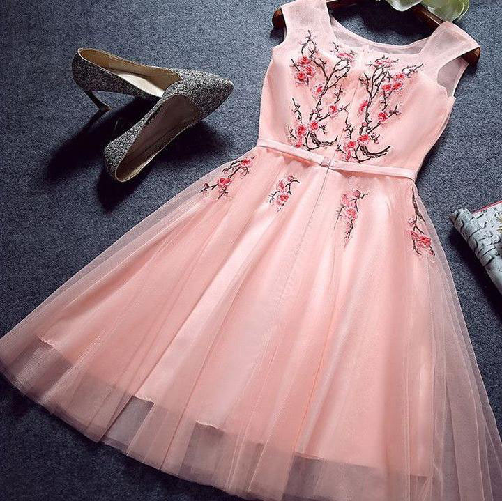 Pink Homecoming Dresses,appliques Homecoming Dress,a Line Homecoming Dresses,short Prom Dress,tulle Homecoming Dresses,prom Dresses For Girls